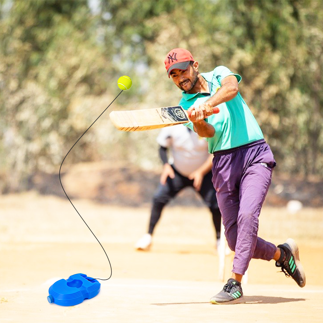 Cricket Trainer Rebound Ball - Self Practice Training Tool for Adults & Kids