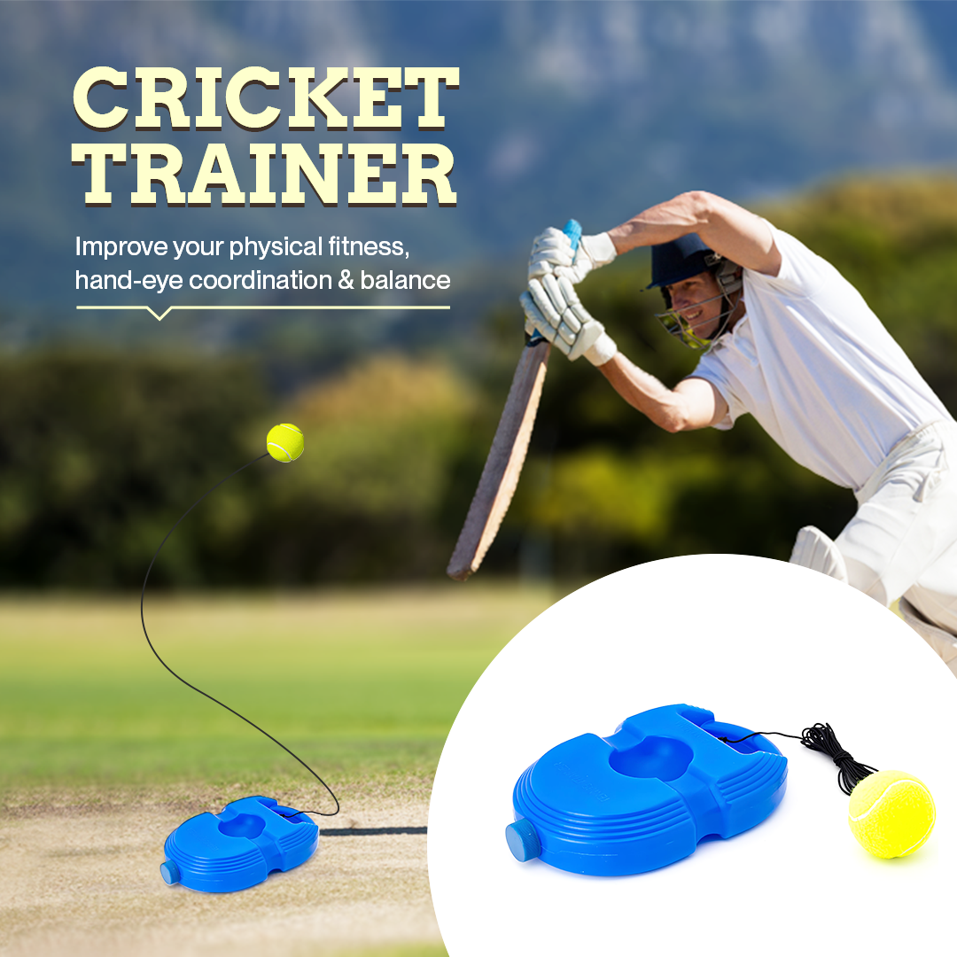 Cricket Trainer Rebound Ball - Self Practice Training Tool for Adults & Kids