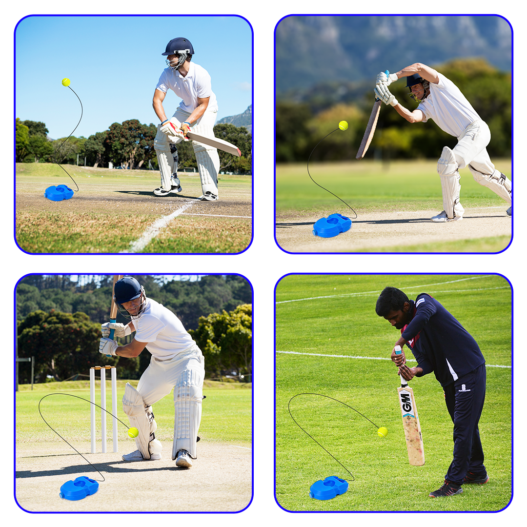 Cricket Trainer Rebound Ball - Self Practice Training Tool for Adults & Kids