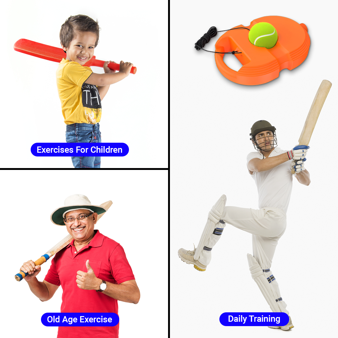 Cricket Trainer Rebound Ball - Self Practice Training Tool for Adults & Kids