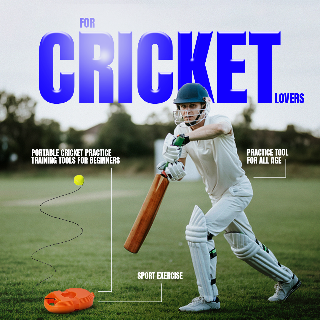 Cricket Trainer Rebound Ball - Self Practice Training Tool for Adults & Kids