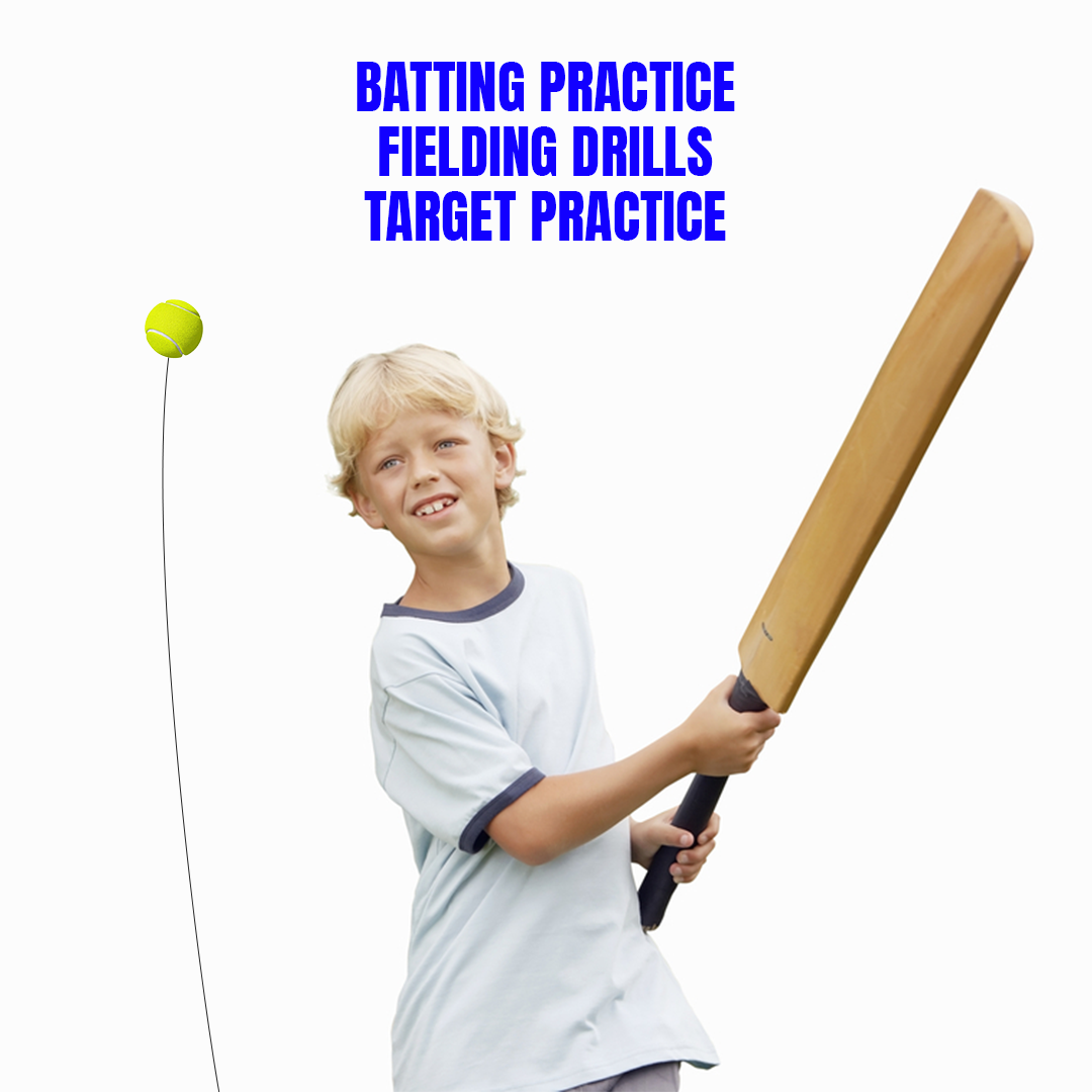 Cricket Trainer Rebound Ball - Self Practice Training Tool for Adults & Kids