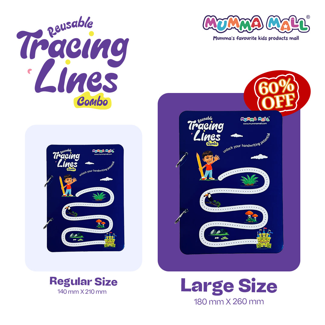 64 Pages Reusable Tracing Line book to improve HAND WRITING For 2+ Years kids + (FREE Learning 2000+ pages PDF worksheet for kids📚 )