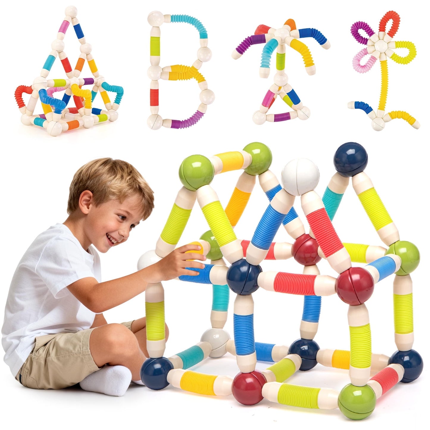 Flexible Magnetic Building Sticks & Balls Set for Kids | 3D Construction STEM Toy for Creativity, Brain Development & Learning