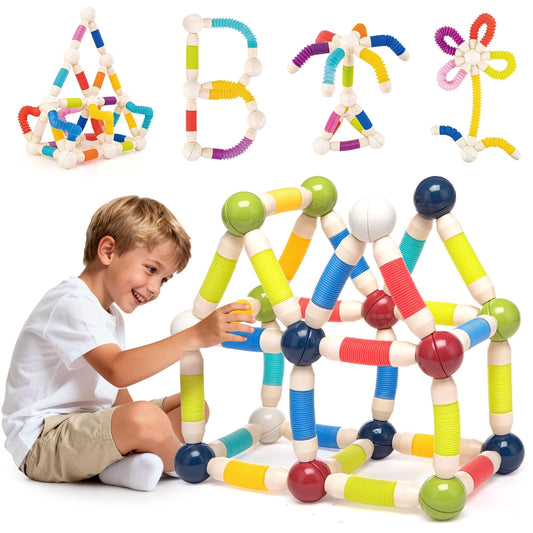 Flexible Magnetic Building Sticks & Balls Set for Kids | 3D Construction STEM Toy for Creativity, Brain Development & Learning