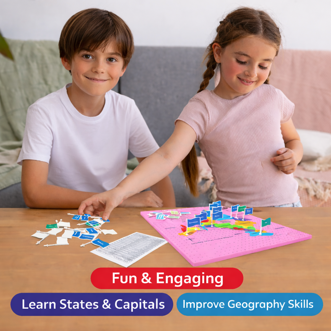 “India Map Puzzle with Capitals – Flags, Flashcards & Fun Learning Kit for Kids (Age 5+)”