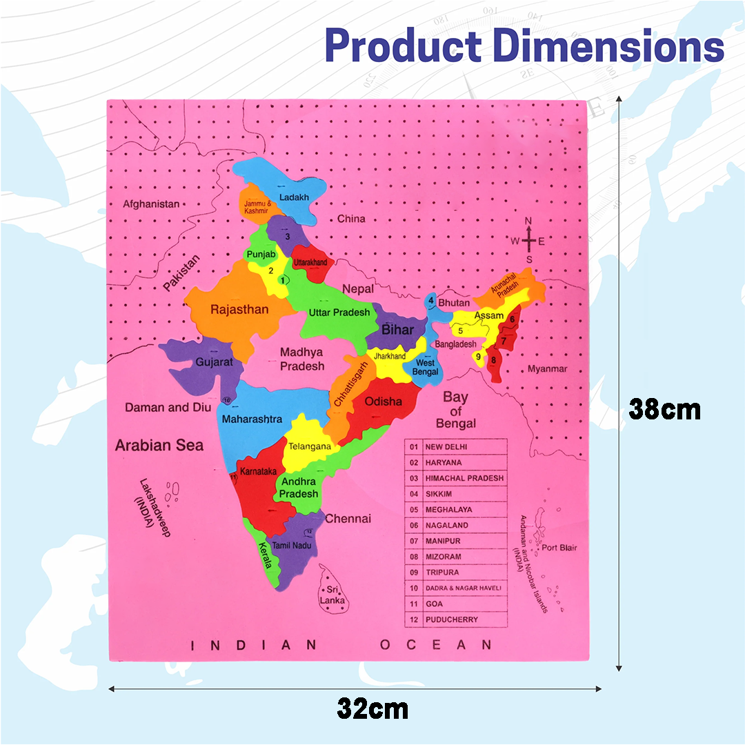“India Map Puzzle with Capitals – Flags, Flashcards & Fun Learning Kit for Kids (Age 5+)”