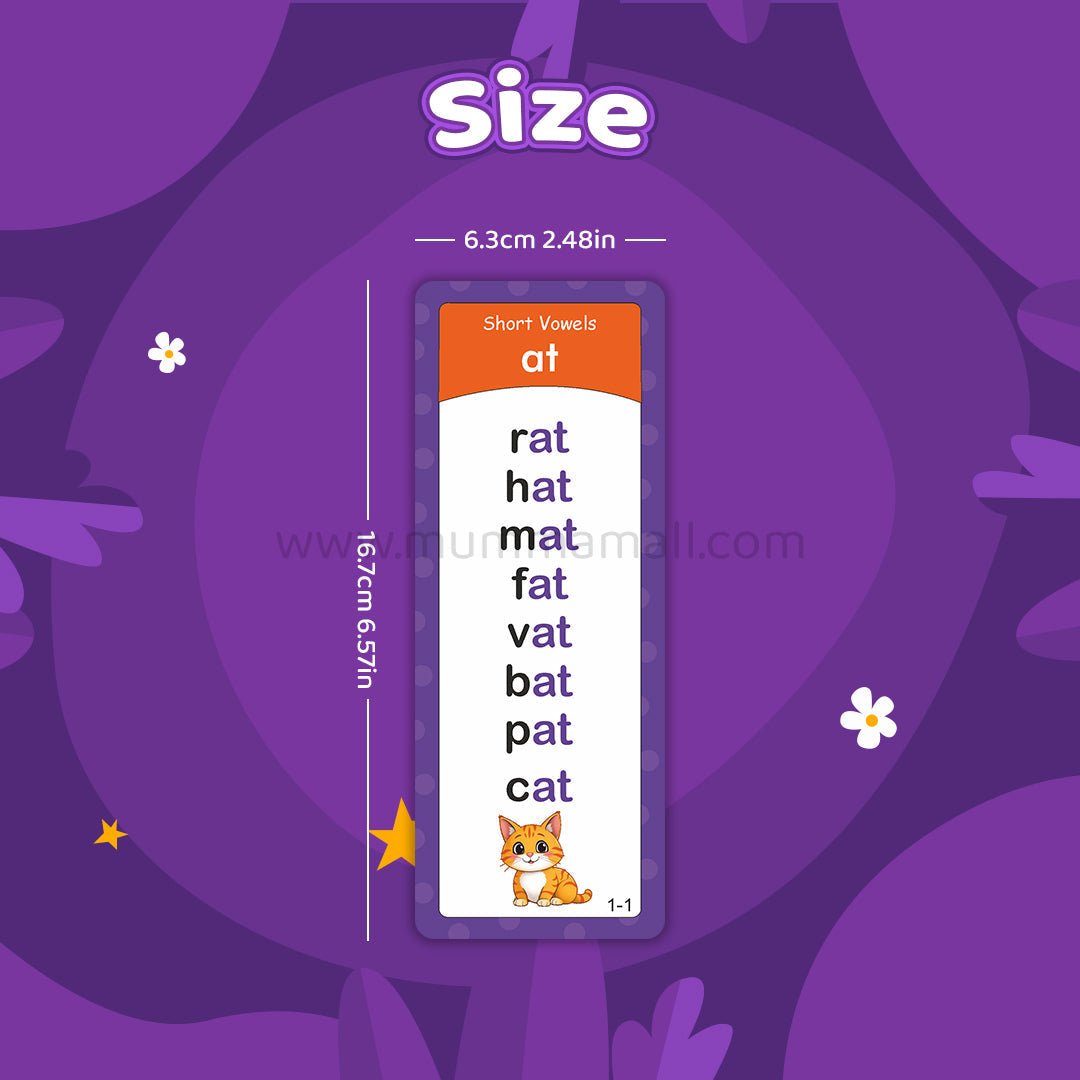 Mumma Mall - Educational Phonics Words English 60 Flashcards for Kids Ages (3-8) Ideal for Homeschooling, Montessori & Classroom Activities