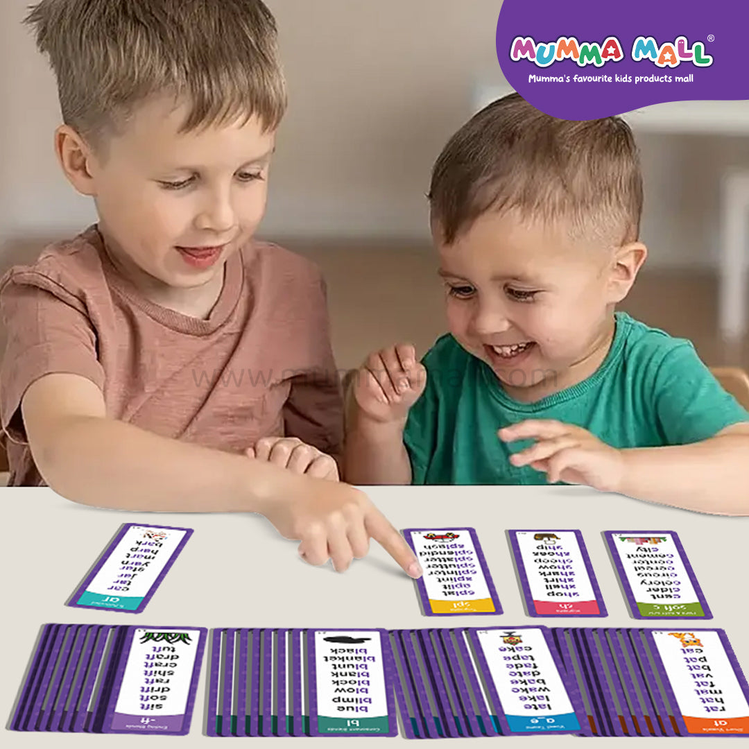 Mumma Mall - Educational Phonics Words English 60 Flashcards for Kids Ages (3-8) Ideal for Homeschooling, Montessori & Classroom Activities