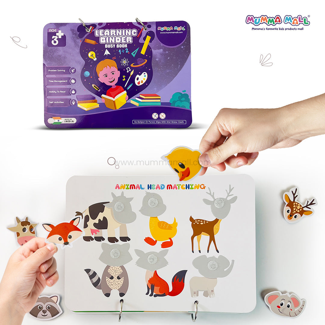 Mumma Mall® Learning Binder Book for Kids (Ages 2–6) – Educational Velcro Activity Book with Matching, Puzzle & Fine Motor Skills