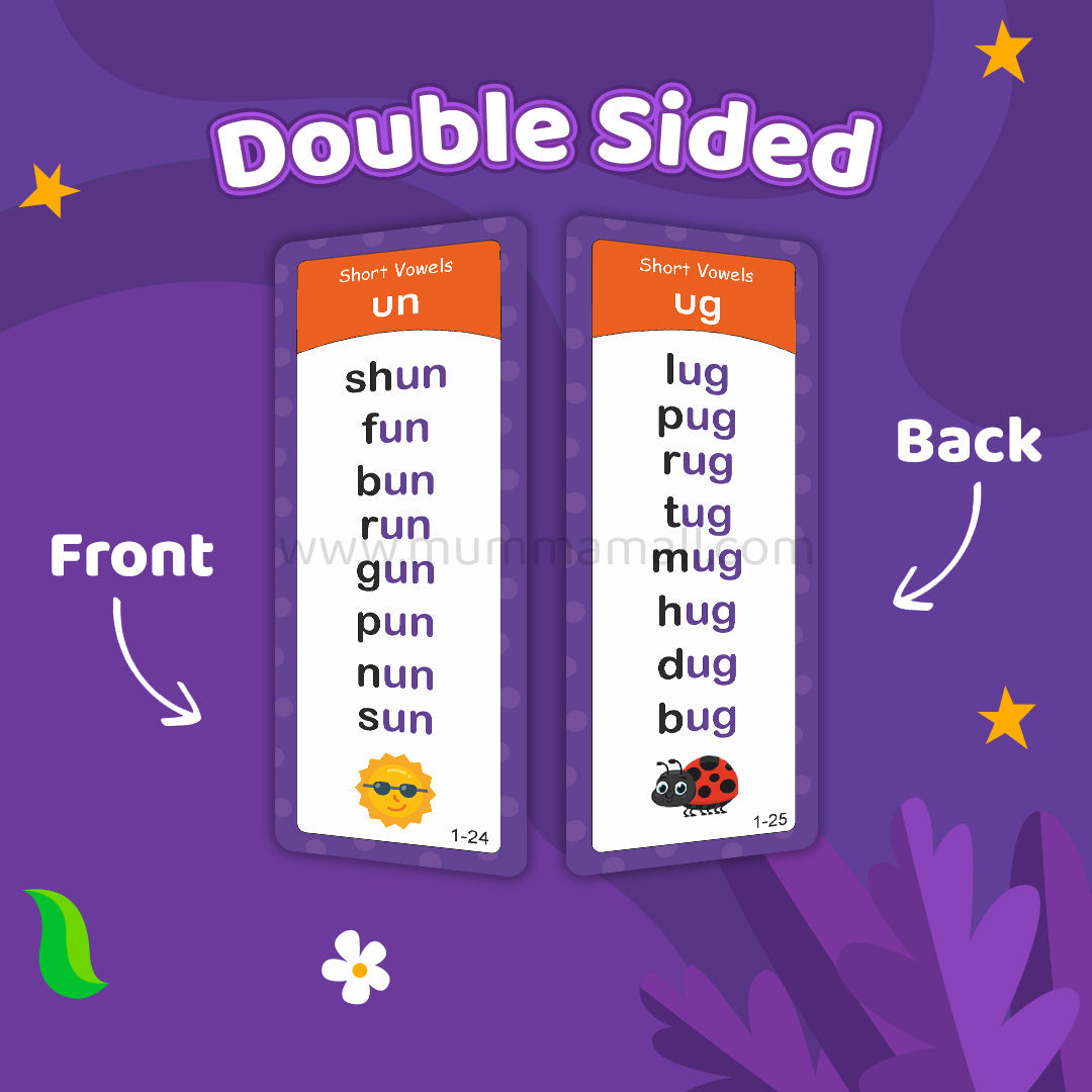 Mumma Mall - Educational Phonics Words English 60 Flashcards for Kids Ages (3-8) Ideal for Homeschooling, Montessori & Classroom Activities