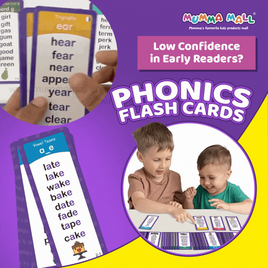 Mumma Mall - Educational Phonics Words English 60 Flashcards for Kids Ages (3-8) Ideal for Homeschooling, Montessori & Classroom Activities