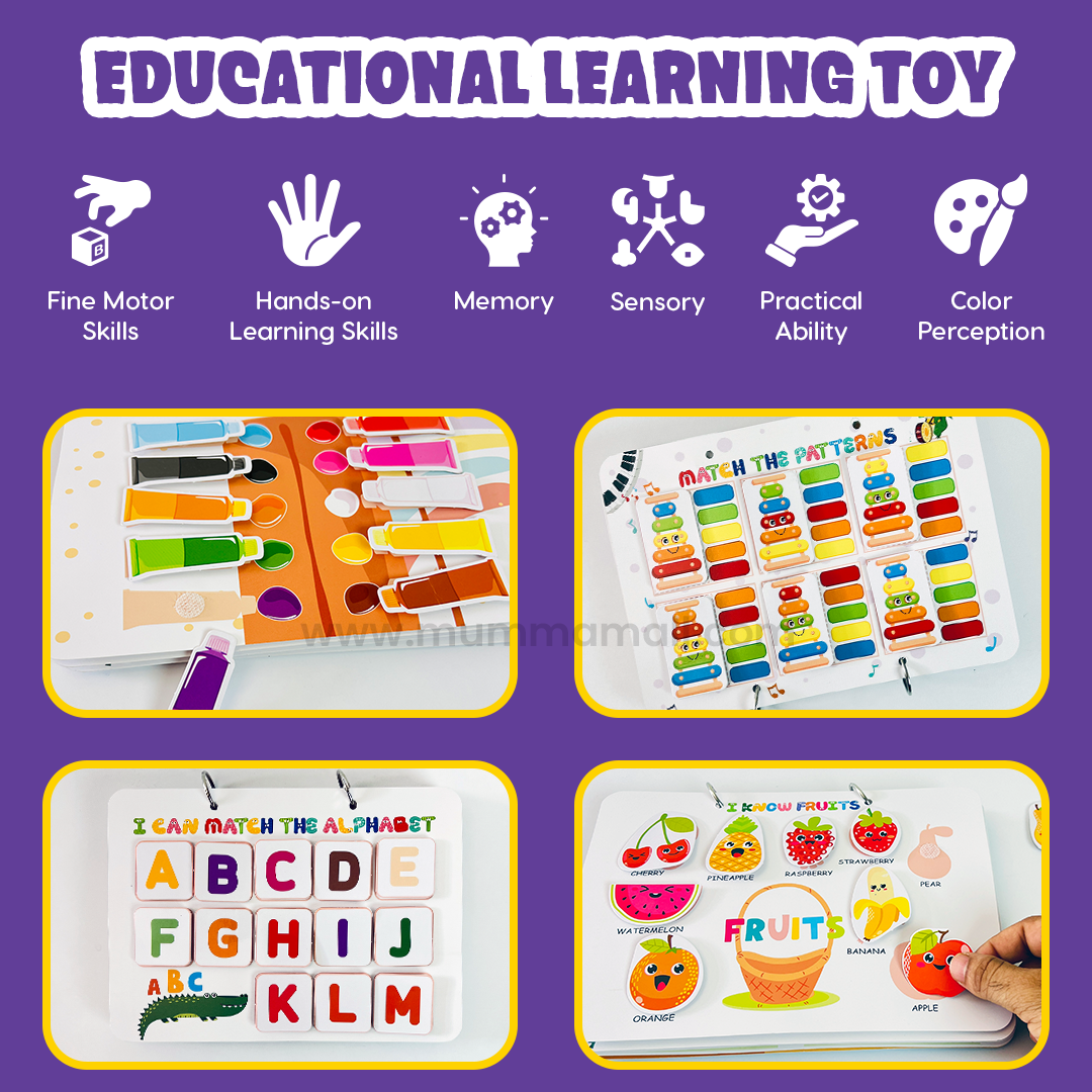 Mumma Mall® Learning Binder Book for Kids (Ages 2–6) – Educational Velcro Activity Book with Matching, Puzzle & Fine Motor Skills