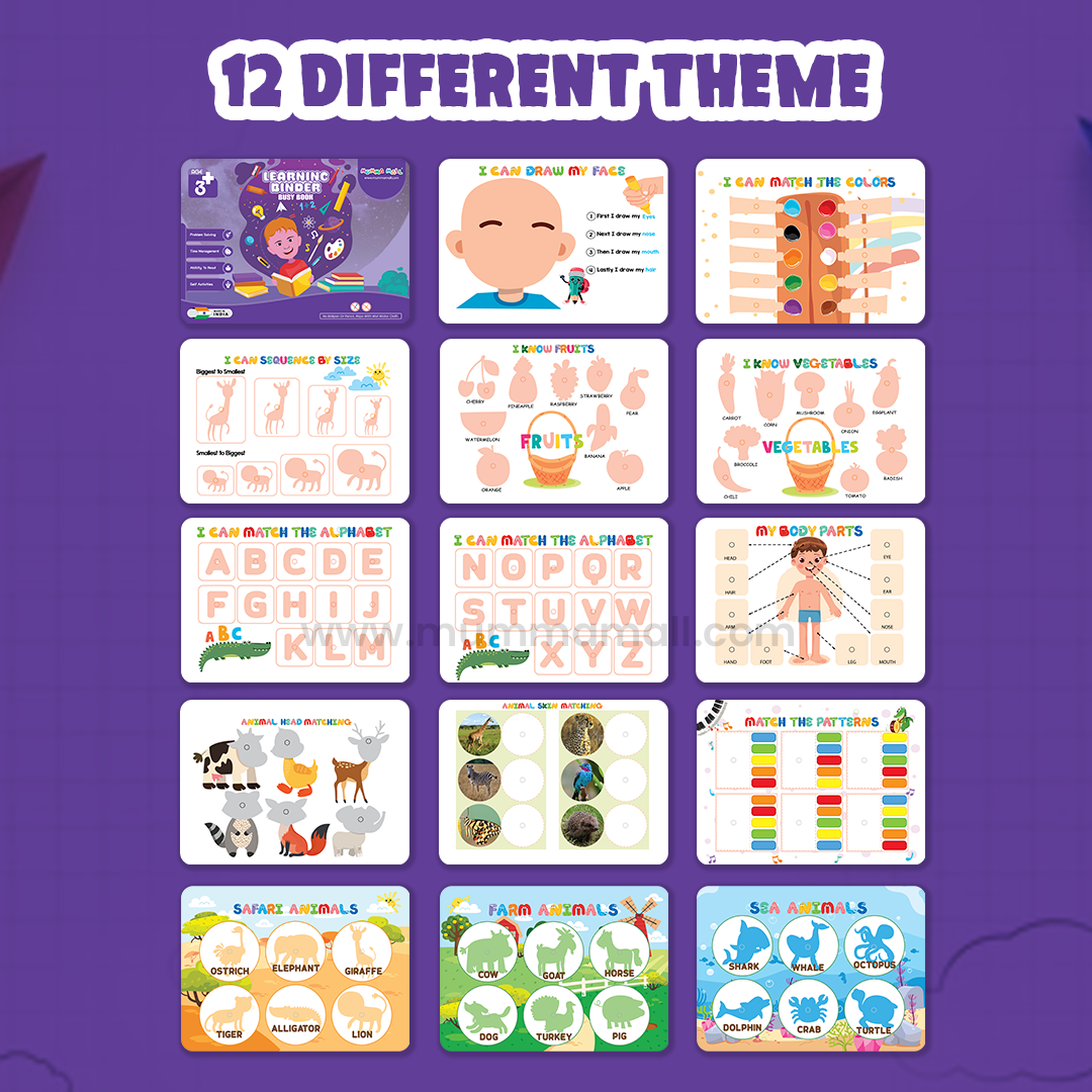 Mumma Mall® Learning Binder Book for Kids (Ages 2–6) – Educational Velcro Activity Book with Matching, Puzzle & Fine Motor Skills